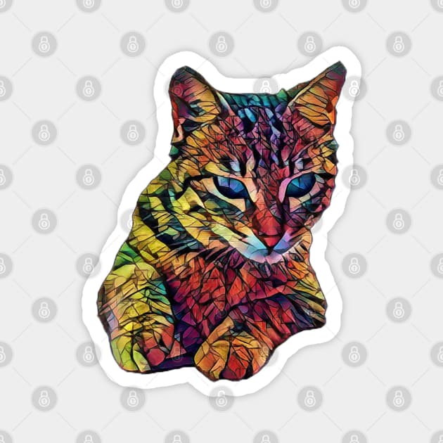 Colorful Cute Cat Magnet by Sanzida Design