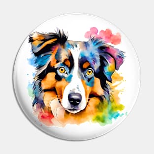 Australian Shepherd Watercolor Pin