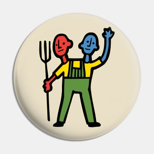 2-Headed Farmer Color! Pin