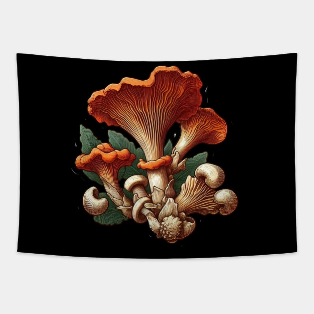 Chanterelle mushrooms AI Tapestry by DorianFox