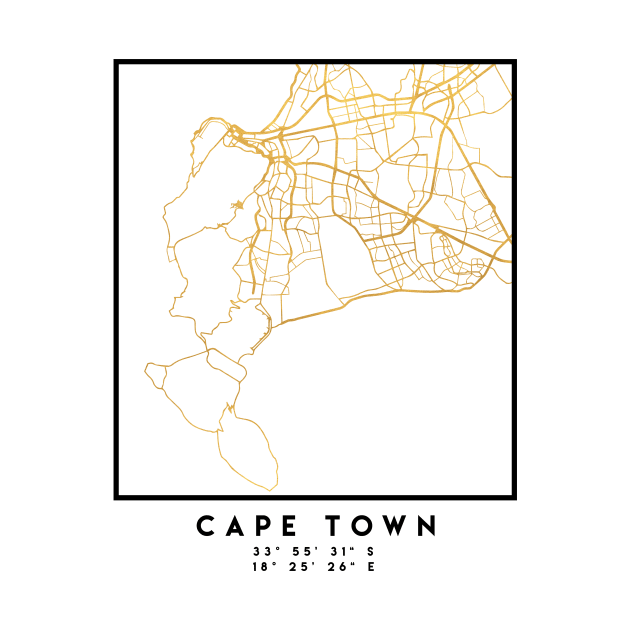 CAPE TOWN SOUTH AFRICA CITY STREET MAP ART by deificusArt