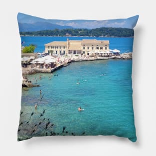 Corfu Beach Club Paradise View Print Pillow