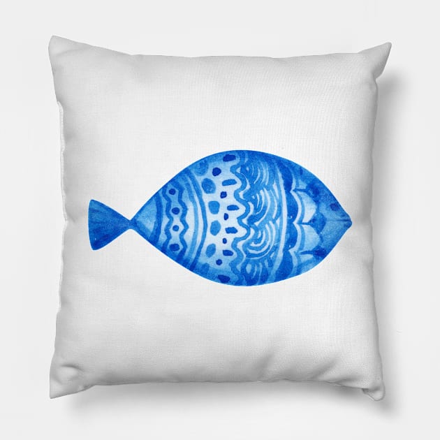 Blue fish Pillow by shoko