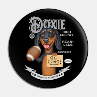 Dachshund holding sign and football Pin