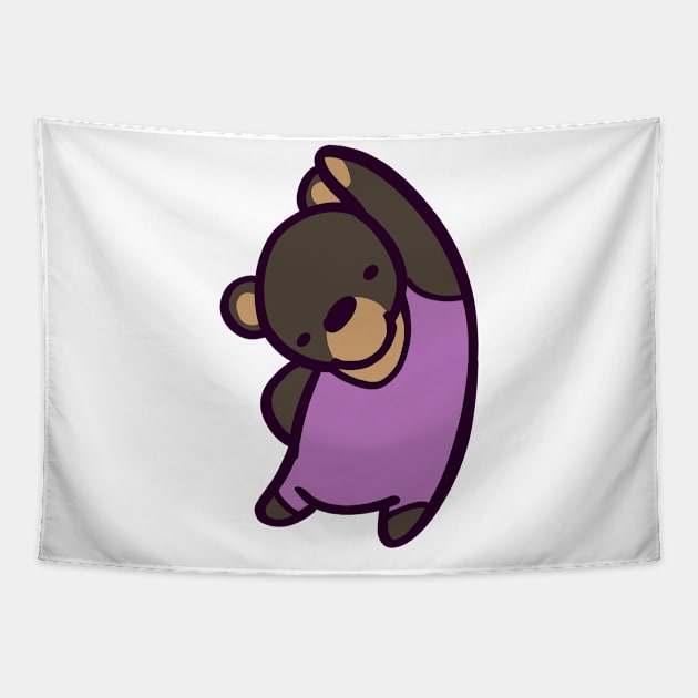 Aerobics Black Bear Stretching Tapestry by ThumboArtBumbo