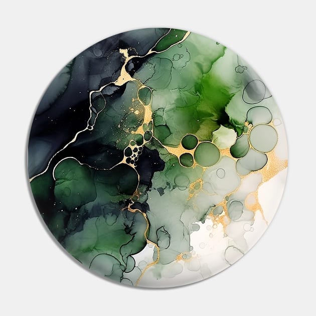 Mossy Magic - Abstract Alcohol Ink Art Pin by inkvestor