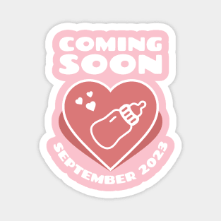 Baby Announcement. Feeding Bottle. Coming soon. September 2023 birthday Magnet