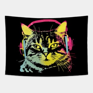 Gamer Cat Music Lover Tapestry