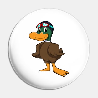 Duck at Swimming with Swimming goggles Pin