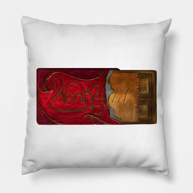 Wonka Chocolate - Golden Ticket Pillow by Le petit fennec