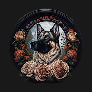 Belgian Shepherd surrounded by roses T-Shirt