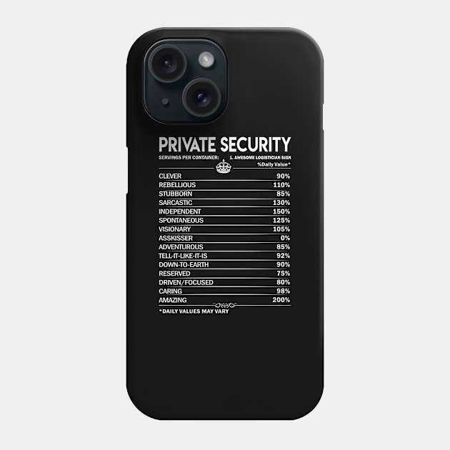 Private Security T Shirt - Private Security Factors Daily Gift Item Tee Phone Case by Jolly358