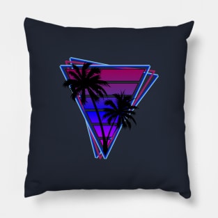 Retrowave style palm tree sunset Tri Pillow