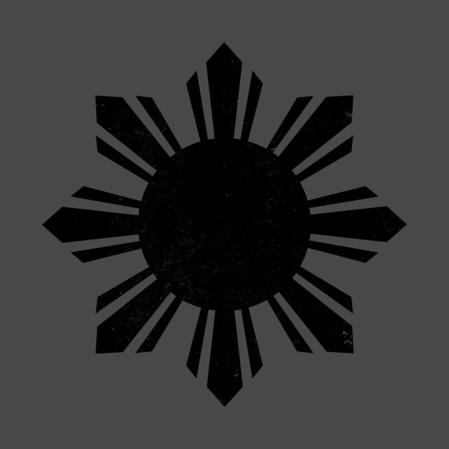 Filipino Vintage Philippines Sun Black Flag by BANWA