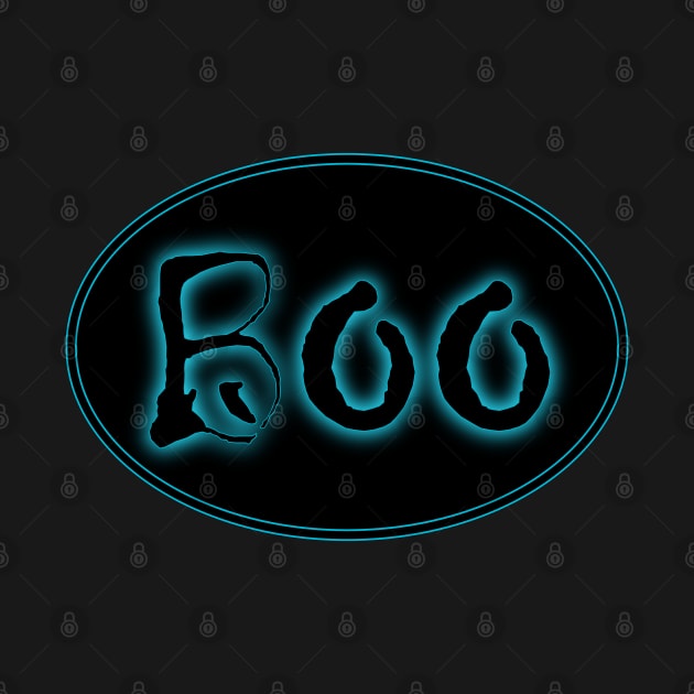 Glowing Blue Halloween Boo Bar Sign by gkillerb