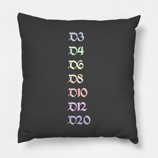 Pastel Hit Dice Pillow by MimicGaming