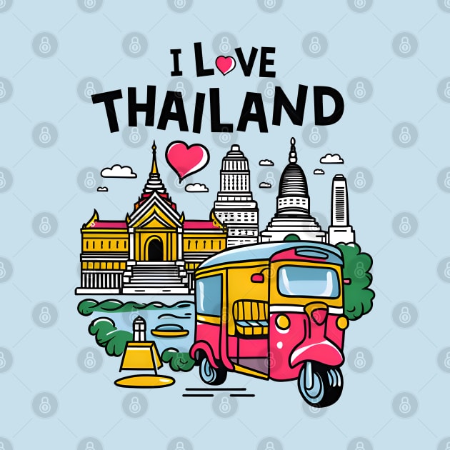 I love Thailand - Travel Souvenir by BobaTeeStore