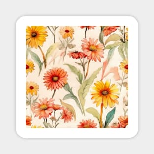 Watercolor Wildflower Blanket Flower Pattern Magnet