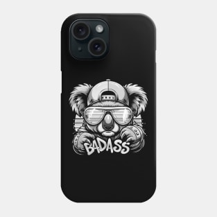 badass koala graffiti in black and white Phone Case