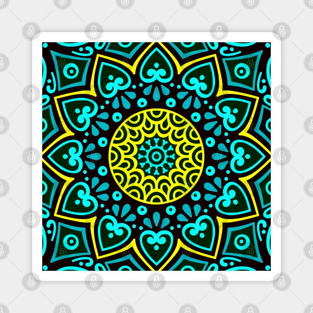 colorful mandala pattern Magnet by Eric Okore