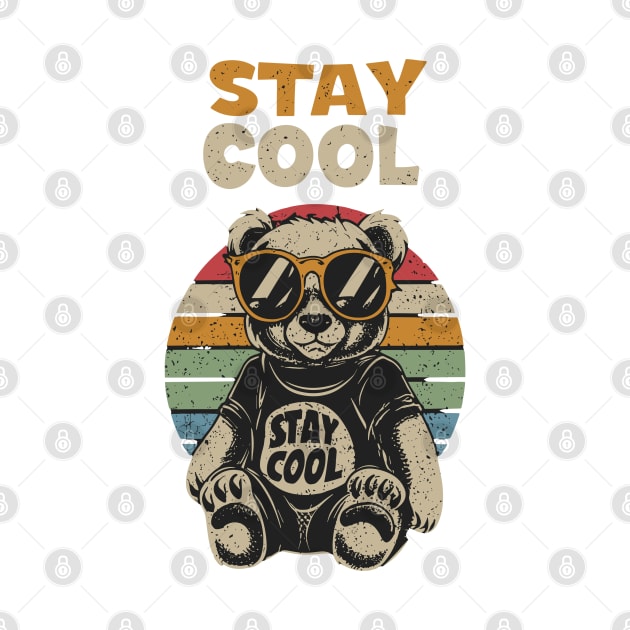 Stay Cool Teddy Bear Wearing Sunglasses Retro Design by TF Brands