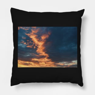 clouds sunset summer evening aesthetic photography blue pink purple orange yellow Pillow