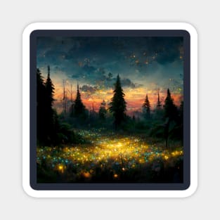 Mystical Fairy Sunset Forest Magnet
