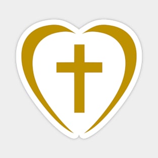 Cross Third Culture Series (Heart) (Gold) Magnet