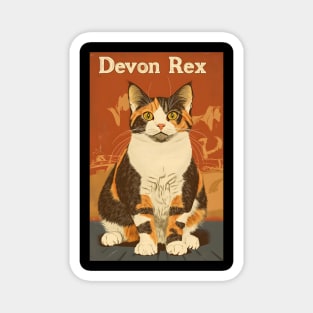 Devon Rex Cat Art Poster Vintage Style Magnet