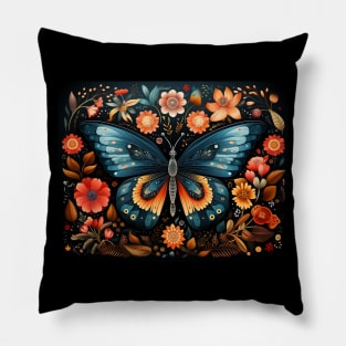 Cottagecore Aesthetic Butterfly Flowers Pillow