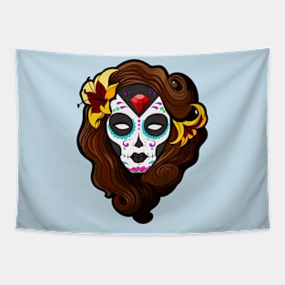 Day of the dead sugar skull pinup girl Tapestry