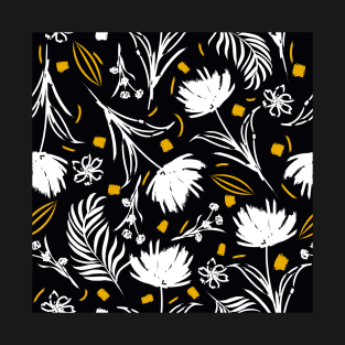 Black Flower Pattern T-Shirt