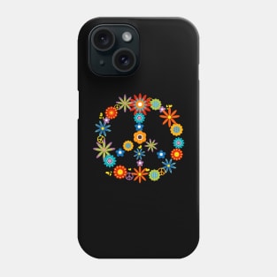 retro flowers peace symbol Phone Case