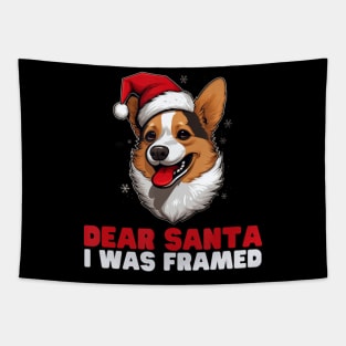 Dear Santa I Was Framed Corgi Christmas Pajamas Xmas Tapestry