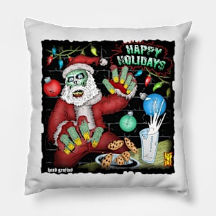 Santa Zombie wants Brains by Grafixs© / Miguel Heredia Pillow