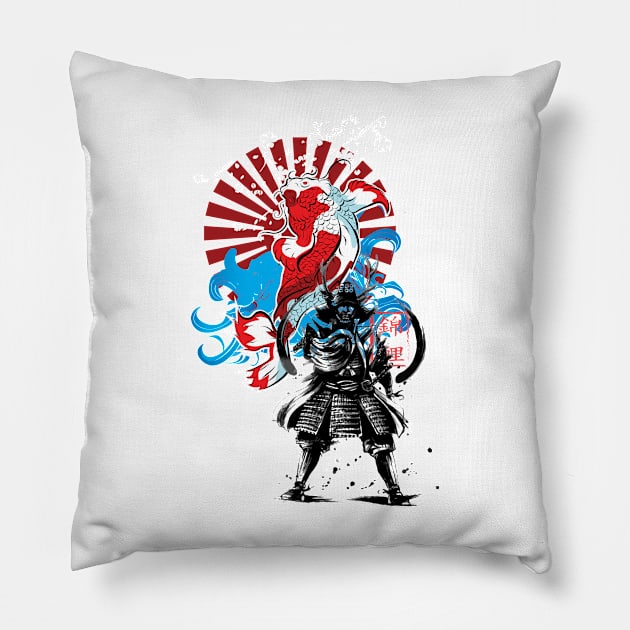 SAMURAI - JAPANESE GOLD FISH Pillow by Katebi Designs