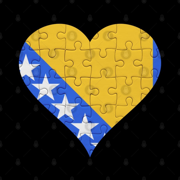 Bosnian Jigsaw Puzzle Heart Design - Gift for Bosnian With Bosnia Roots by Country Flags