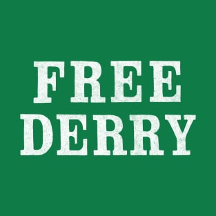 Free Derry / Vintage-Style Faded Typography Design T-Shirt