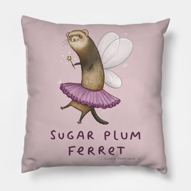 Sugar Plum Ferret Pillow by Sophie Corrigan