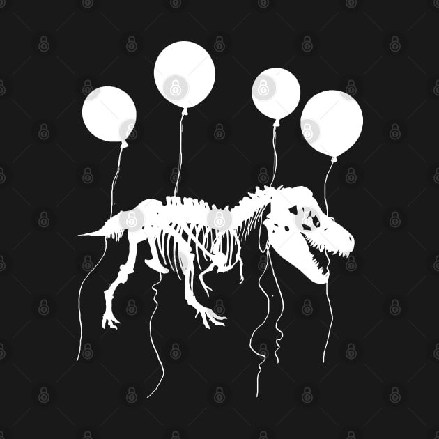 T rex fossil fly with balloon by Collagedream