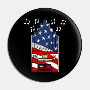 4th July Organ American Flag Church Organist Pin