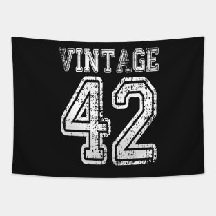 Vintage 42 1942 2042 T-shirt Birthday Gift Age Year Old Boy Girl Cute Funny Man Woman Jersey Style Tapestry