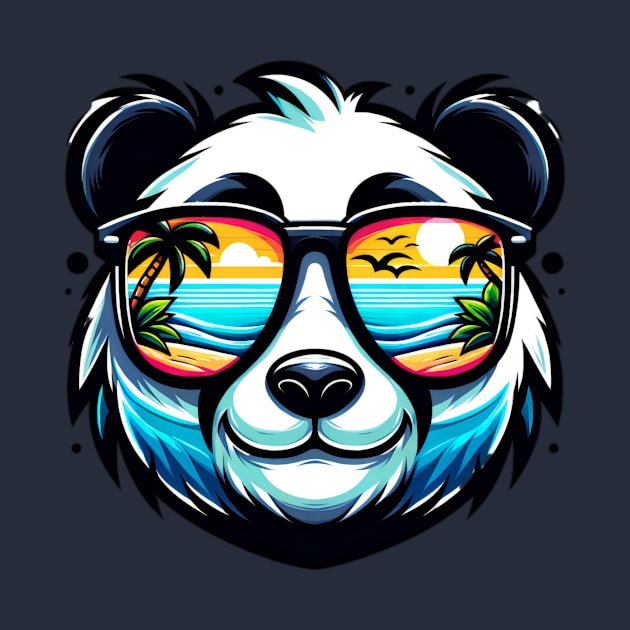 Cool Panda with Sunglasses Beach Vibe Tee by LSanchezArt