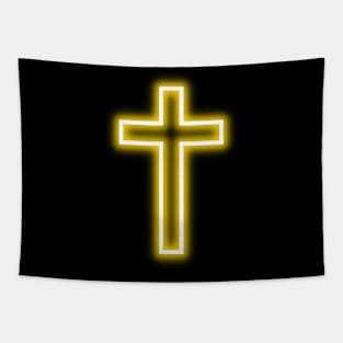 Gold Neon Cross Tapestry