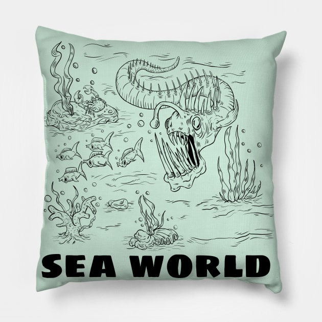 SEA WORLD Pillow by miadrawing