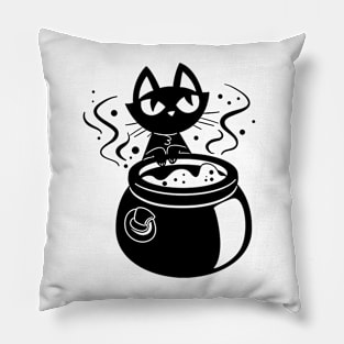 Witch Cat Brew Halloween Pillow