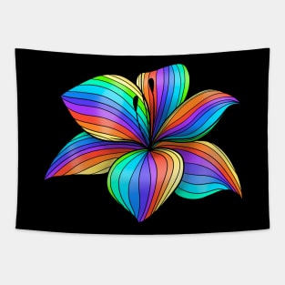 Single lily flower in rainbow colors Tapestry