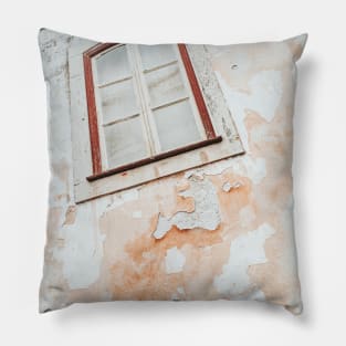 Old weathered window and wall Pillow