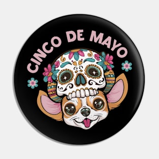 Cinco de mayo chuhuahua dog sugar skull Pin