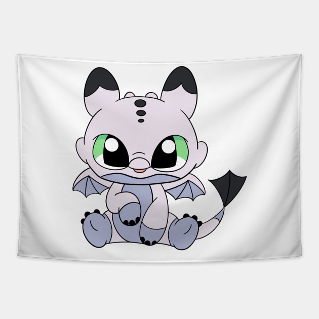 Cute baby dragon from cartoon How to train your dragon Night light fury Tapestry by PrimeStore